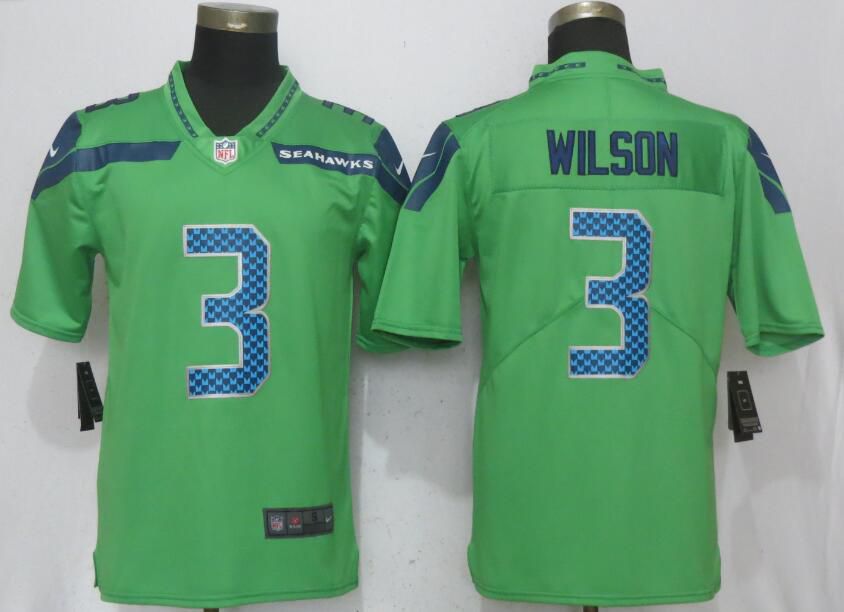 Men Seattle Seahawks #3 Wilson Green Nike Vapor Untouchable Limited NFL Jerseys